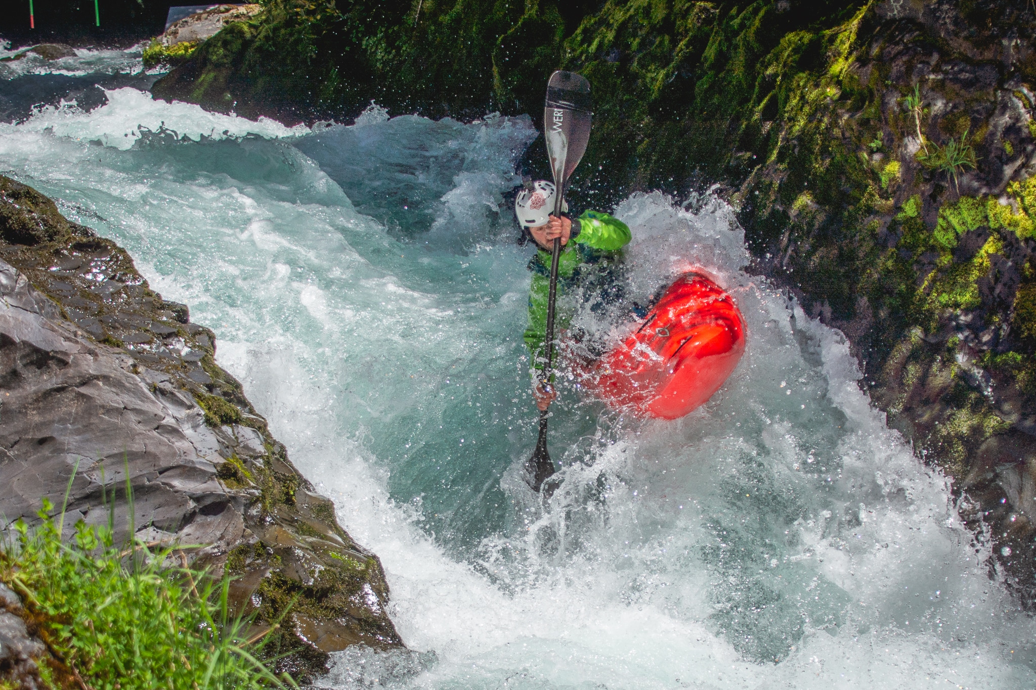Whitewater Kayaking Photography: Boofing down the Palguin Chile